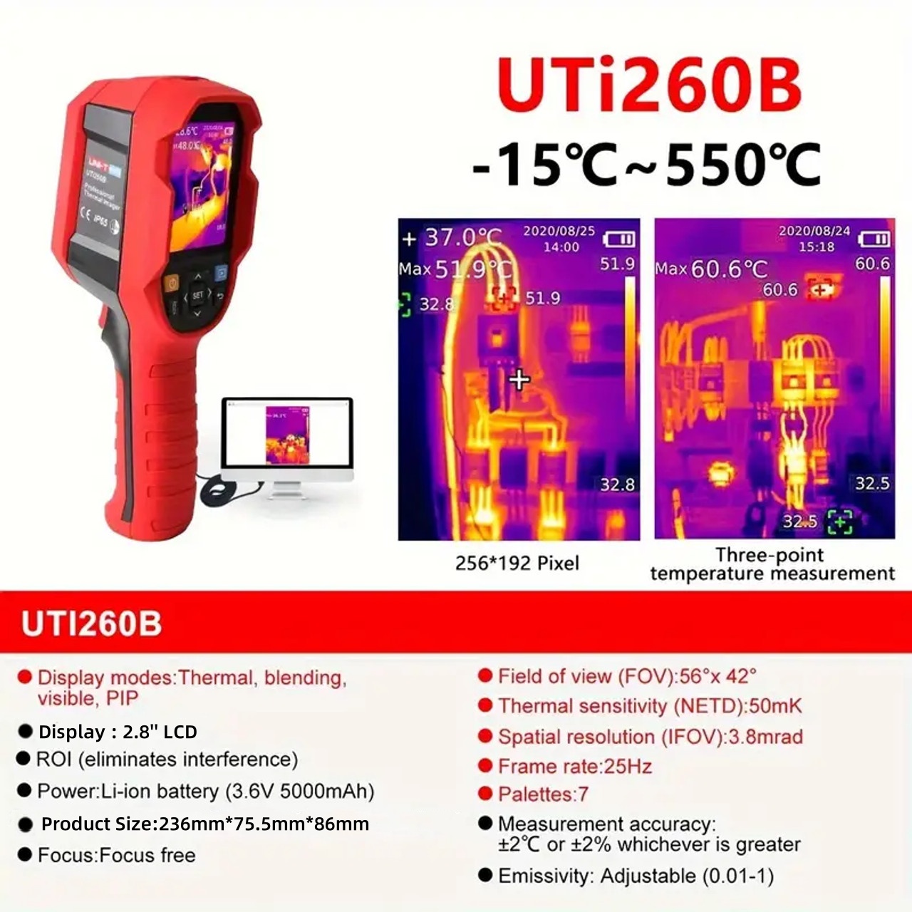Câmera Termográfica UNI-T UTi2 - Thermal Imaging Camera 256X192 avaliação e preço